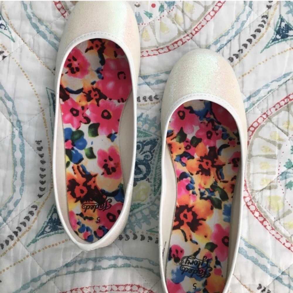 White glittery shoes